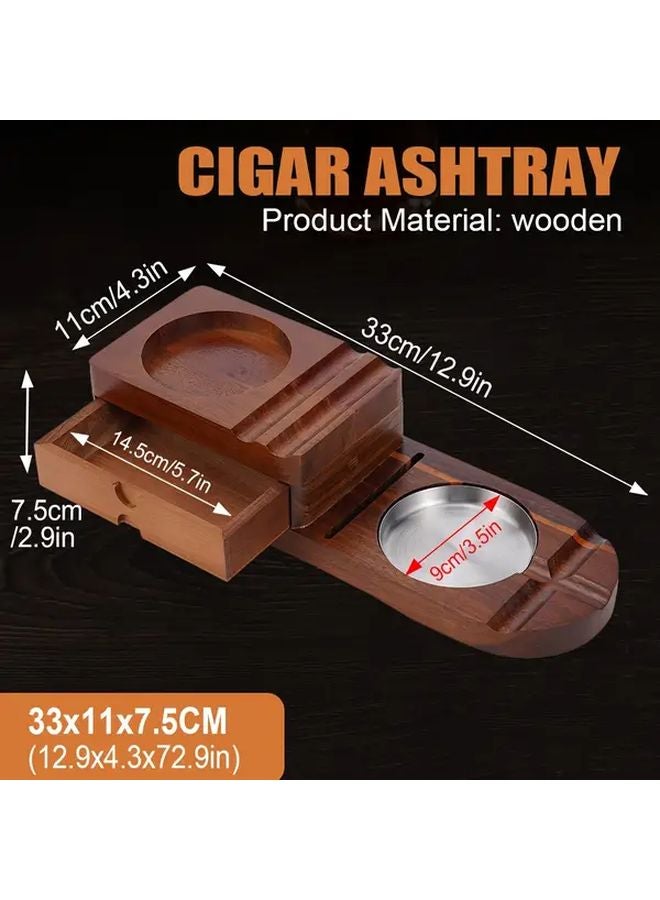 Photo Color Detachable Wooden Cigar Ashtray Set With Whiskey Glass Tray And Cutter For Men Gifts - Image 4