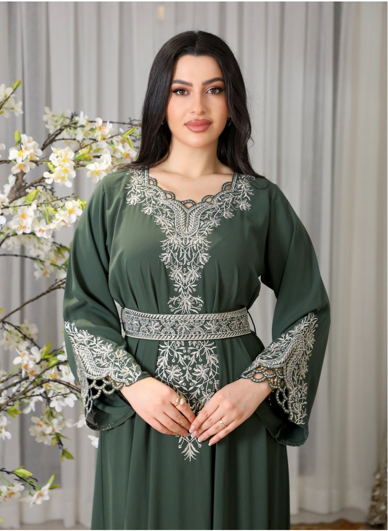 Bint Al Bilad Bintalbilad Saudi Summer Jalabiya for Women New Collection – Lightweight & Breathable Thobe, Abaya & Arabic Dresses for Eid, Weddings & Parties | Embroidered, Modern & Luxury Designs - zr541  - Image 2