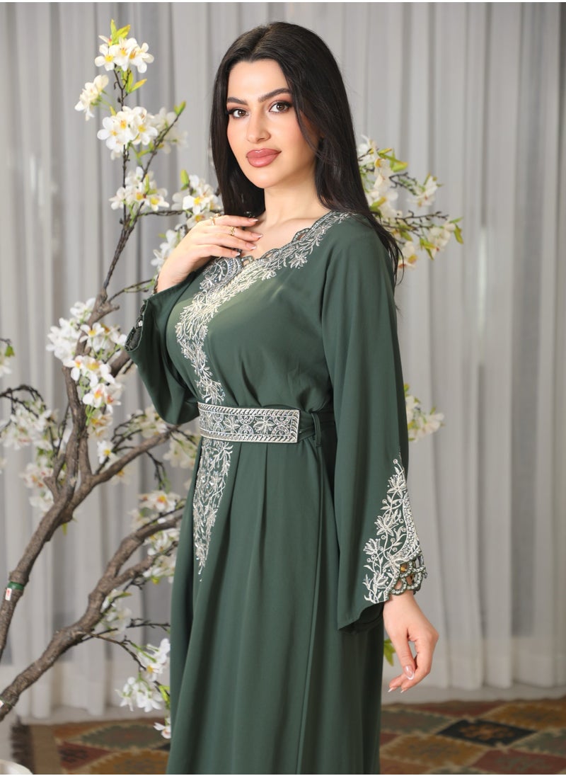 Bint Al Bilad Bintalbilad Saudi Summer Jalabiya for Women New Collection – Lightweight & Breathable Thobe, Abaya & Arabic Dresses for Eid, Weddings & Parties | Embroidered, Modern & Luxury Designs - zr541  - Image 4