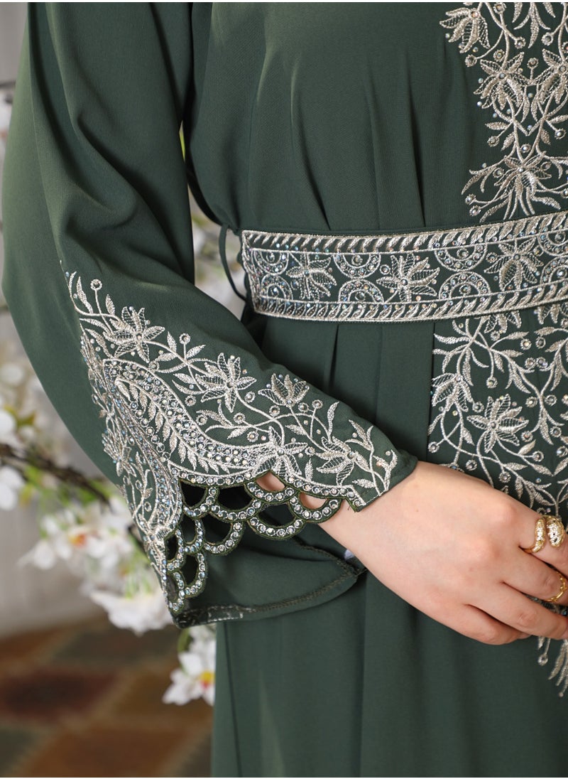 Bint Al Bilad Bintalbilad Saudi Summer Jalabiya for Women New Collection – Lightweight & Breathable Thobe, Abaya & Arabic Dresses for Eid, Weddings & Parties | Embroidered, Modern & Luxury Designs - zr541  - Image 5