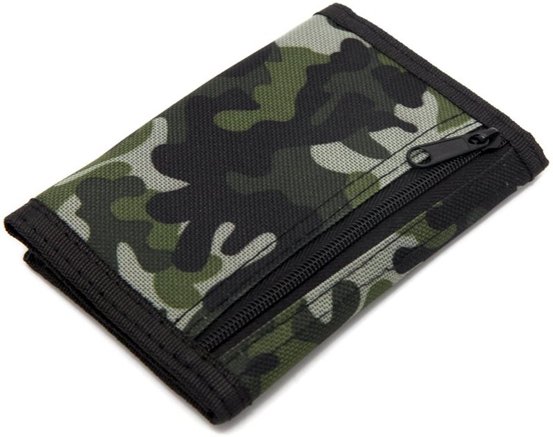 AI-DEE RFID Trifold Canvas Outdoor Sports Wallet for Kids- Christmas Gifts for Boys - Front Pocket Wallet with Magic Sticker - (Camouflage) - Image 5