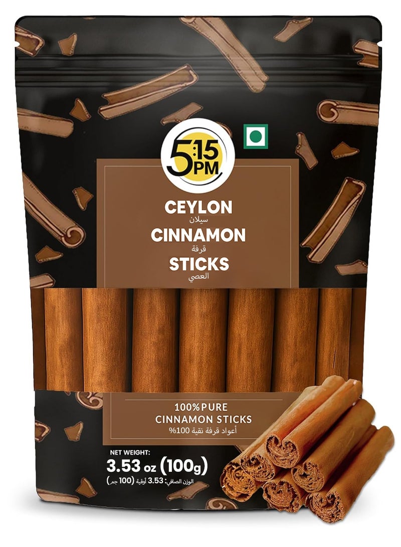 5:15PM Ceylon Cinnamon Sticks Original 100gm | SriLankan Dalchini Cinnamon Whole Stick | World's Finest Ceylon Cinnamon Roll Quills | Genuine Source Certified - Image 1