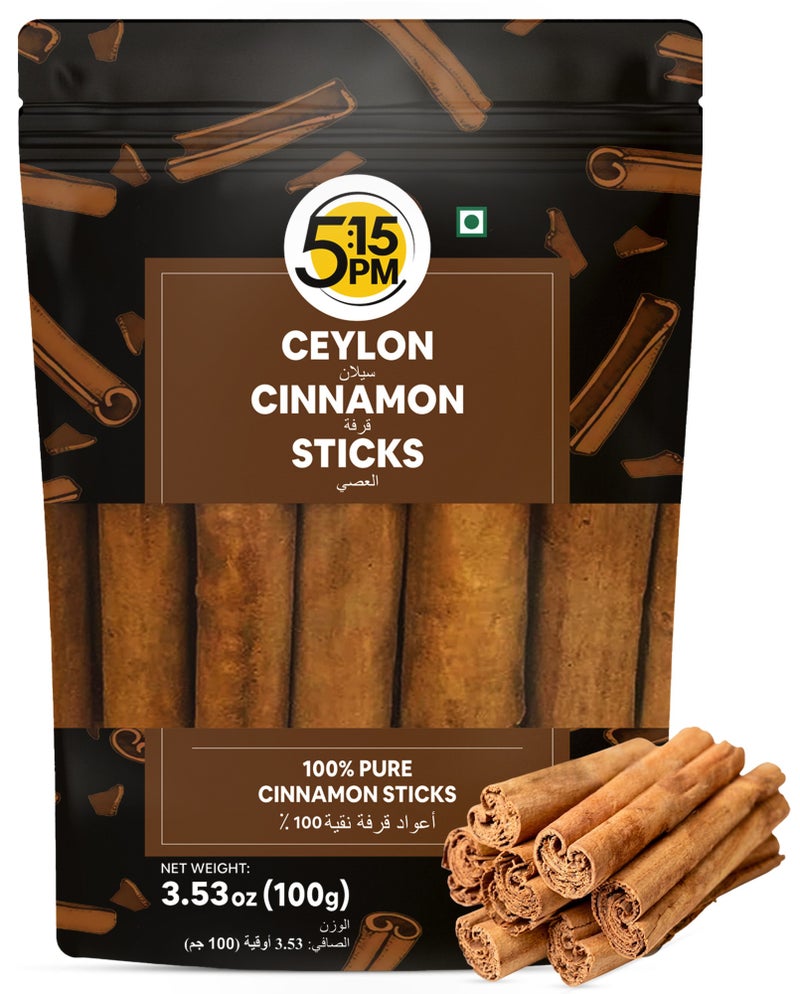 5:15PM Ceylon Cinnamon Sticks Original 100gm | SriLankan Dalchini Cinnamon Whole Stick | World's Finest Ceylon Cinnamon Roll Quills | Genuine Source Certified - Image 1