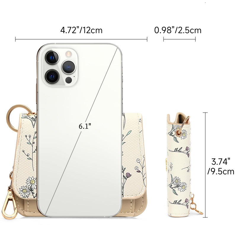 GAEKEAO Small Wallet for Women RFID Blocking Slim Keychian Wallet Floral Vegan Leather Card Holder with Zip Pocket ID Window - Image 3