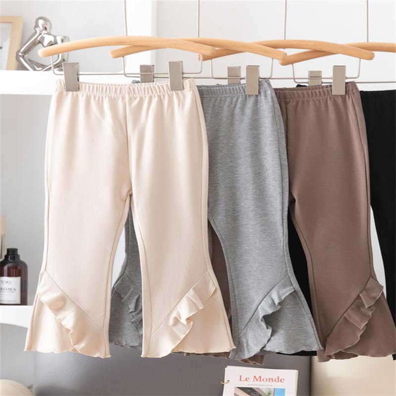 2025 New Children'S Flared Pants Korean Style Ruffled Cute Solid Color Trendy Flared Pants For Girls - Image 2