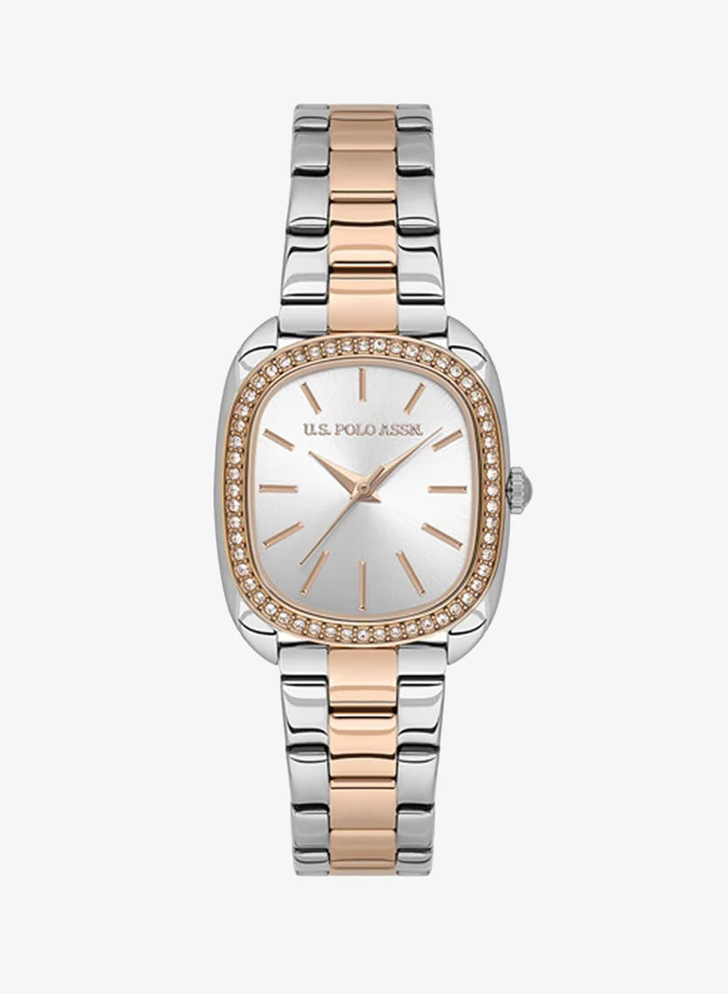 يو اس بولو اسن New Stainless Steel Bracelet Quartz Analog Watch for Women, 28mm