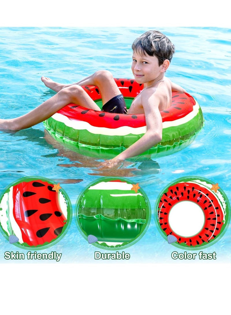 مخطوطات حلقة سباحة قابلة للنفخ للأطفال، حلقات سباحة قابلة للنفخ على شكل البطيخ، حلقات سباحة صغيرة قابلة للنفخ لحمام السباحة للأطفال وحفلات السباحة المائية 60 سم - Image 2