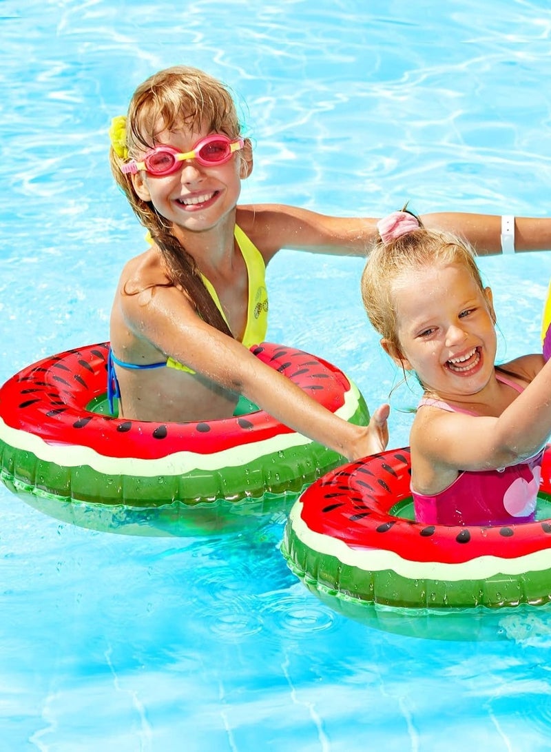 مخطوطات حلقة سباحة قابلة للنفخ للأطفال، حلقات سباحة قابلة للنفخ على شكل البطيخ، حلقات سباحة صغيرة قابلة للنفخ لحمام السباحة للأطفال وحفلات السباحة المائية 60 سم - Image 3
