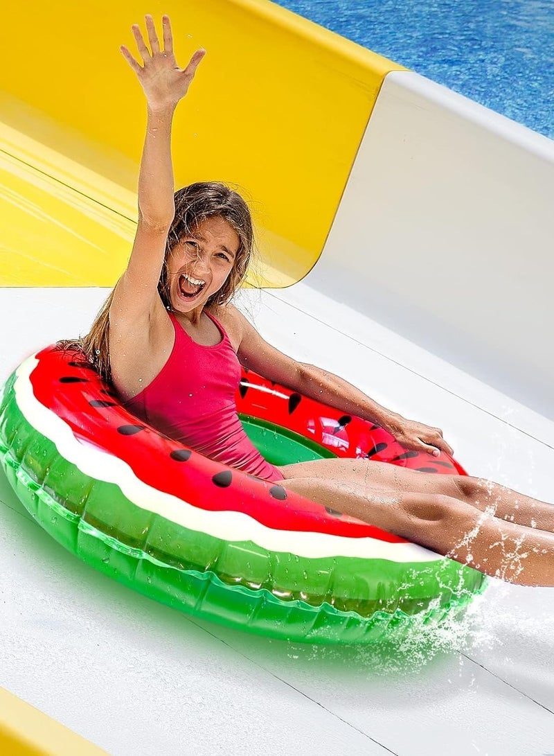 مخطوطات حلقة سباحة قابلة للنفخ للأطفال، حلقات سباحة قابلة للنفخ على شكل البطيخ، حلقات سباحة صغيرة قابلة للنفخ لحمام السباحة للأطفال وحفلات السباحة المائية 60 سم - Image 4