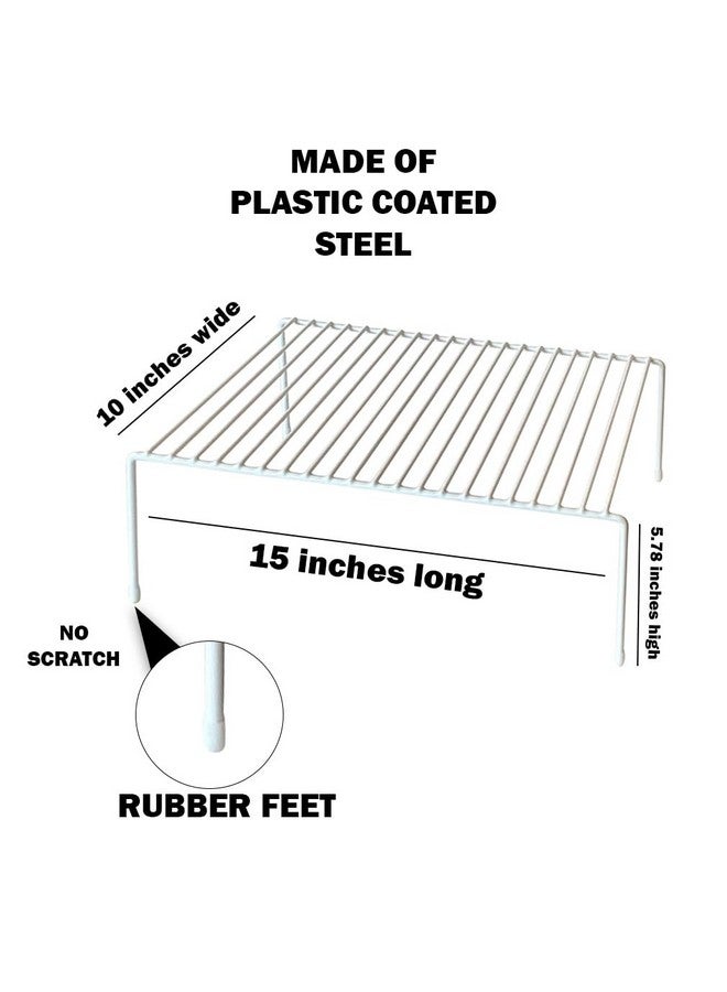 Evelots Kitchen Cabinet Wire Shelf Organizer/Rack - 4 Pack Sturdy Large Metal Shelf Risers - Double Your Counter Space - Great for Kitchen, Freezer, Pantry and Bathroom - Rustproof - White - Image 2