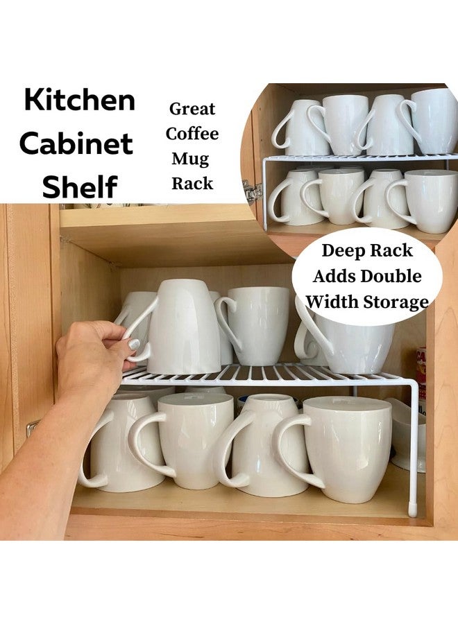 Evelots Kitchen Cabinet Wire Shelf Organizer/Rack - 4 Pack Sturdy Large Metal Shelf Risers - Double Your Counter Space - Great for Kitchen, Freezer, Pantry and Bathroom - Rustproof - White - Image 3