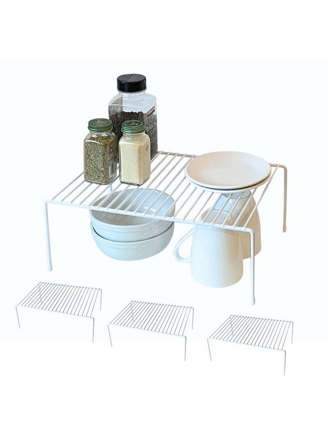 Evelots Kitchen Cabinet Wire Shelf Organizer/Rack - 4 Pack Sturdy Large Metal Shelf Risers - Double Your Counter Space - Great for Kitchen, Freezer, Pantry and Bathroom - Rustproof - White - Image 1