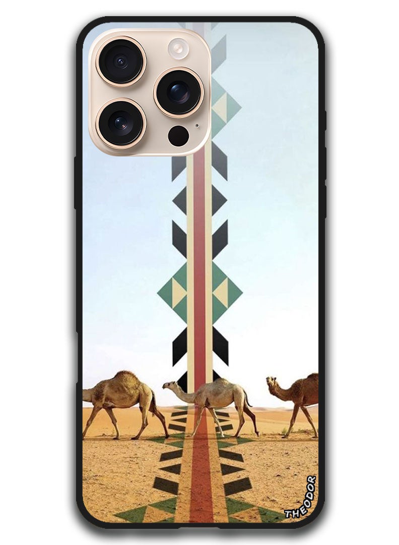 Theodor Protective Case Anti Scratch Shock Proof Bumper Cover For iPhone 16 Pro (6.3)-inch Camels walking - Image 1