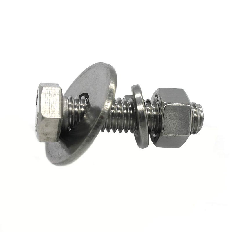 Fullerkreg (8 Sets) 3/8-16x1-1/4 Stainless Steel Hex Head Screws Bolts, Nuts, Flat & Lock Washers, 18-8 (304) S/S, Fully Threaded by Bolt - Image 3