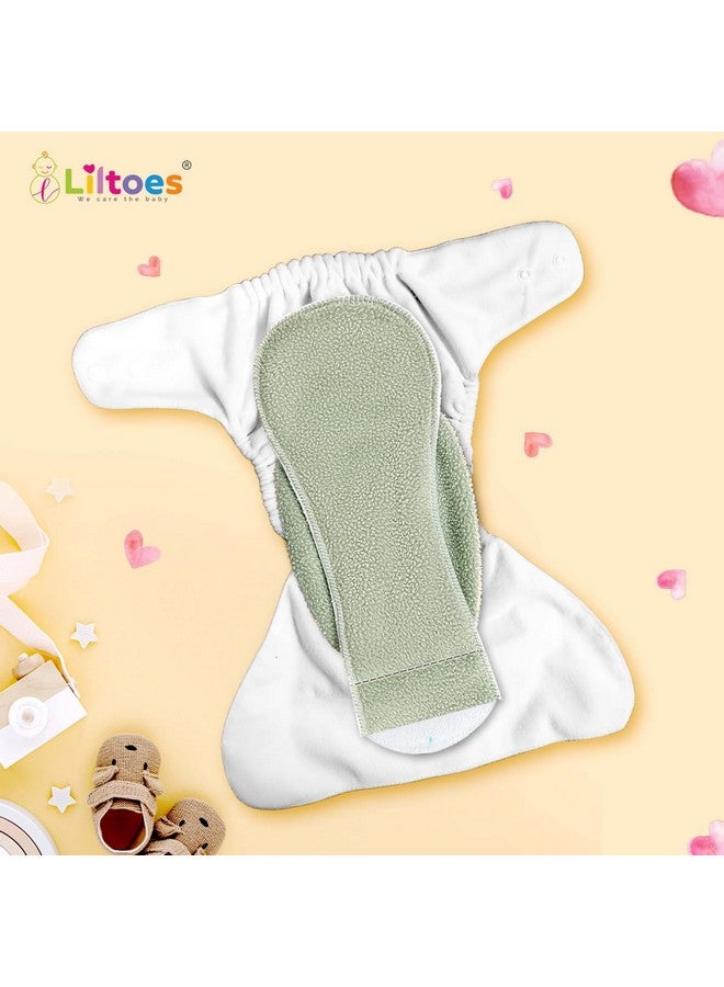 Liltoes Cloth Diapers For New Born Babies 0 To 3 Years | Freesize Adjustable And Reusable | Premium Cloth Nappies Pack Of 2 (2 Cloth Diapers + 2 Inserts) | Dozing Koala + Maze Green - Image 5