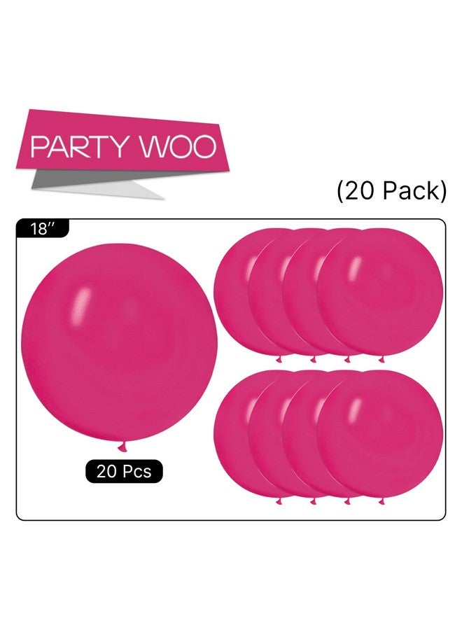 PartyWoo Hot Pink Balloons 20 pcs 18 Inch Large Big Jumbo Giant Dark Pink Magenta Fuchsia Latex Helium Balloons for Wedding Baby Shower Gender Reveal Birthday Party Decorations Pink-Y12 - Image 5