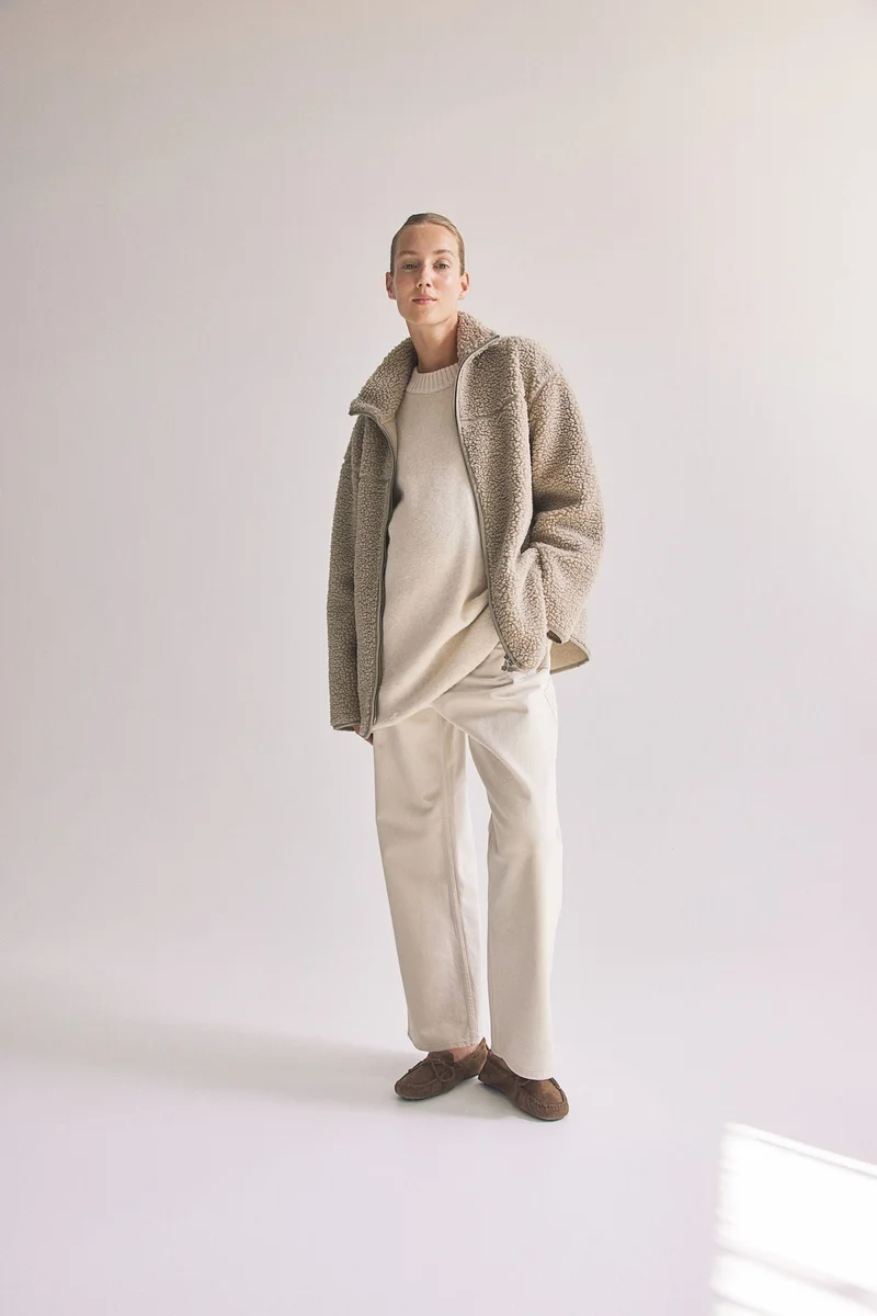 H&M MAMA Before & After Babywearing teddy jacket