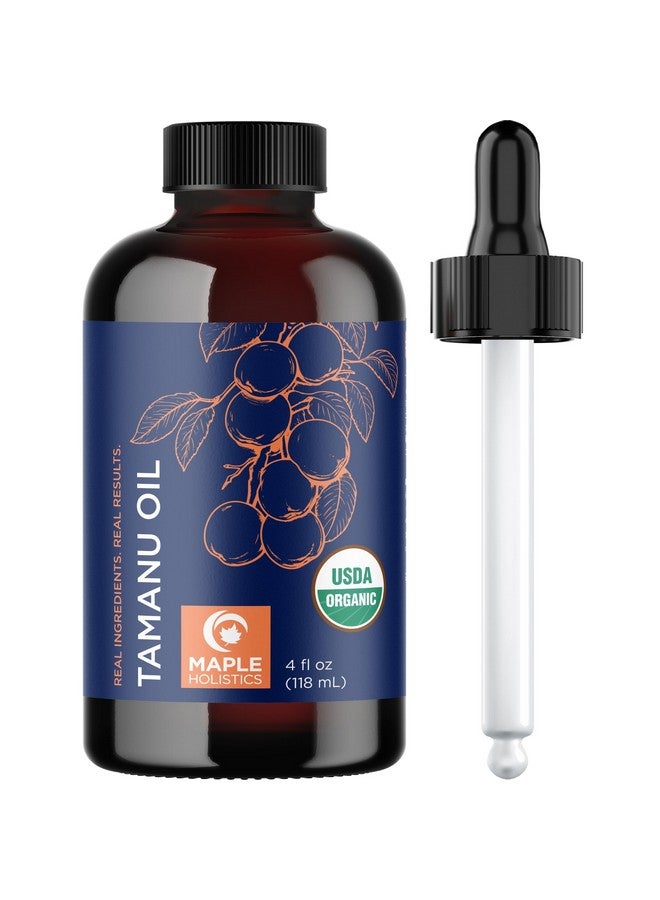 مايبل هوليستكس زيت تامانو عضوي نقي 100% - زيت تامانو معصور على البارد عضوي للعناية بالبشرة والشعر - بكر غير مكرر وغير معدل وراثيًا ونباتي وخالٍ من القسوة ومرطب للبشرة والوجه - تم اختباره من قبل أطباء الجلدية (4 أونصة سائلة) - Image 1
