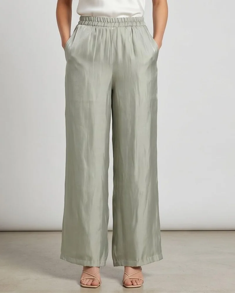 Redtag Women Mint Shinny Elasticated Trousers