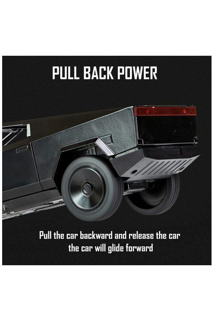 سيارة سايبر ترك تيسلا معدنية بمقياس 1:24 – سحب خلفي، صوت وإضاءة، تعليق واقعي، هدية للأطفال والمحبين للتصاميم المستقبلية - Image 3