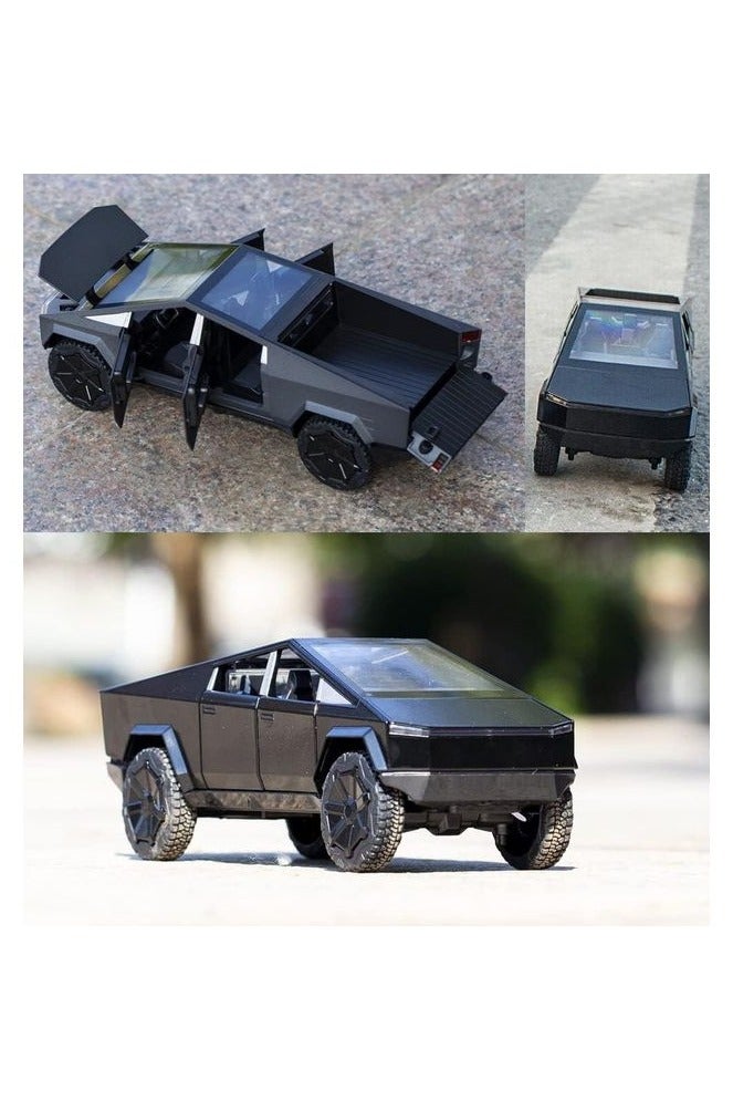 سيارة سايبر ترك تيسلا معدنية بمقياس 1:24 – سحب خلفي، صوت وإضاءة، تعليق واقعي، هدية للأطفال والمحبين للتصاميم المستقبلية - Image 2