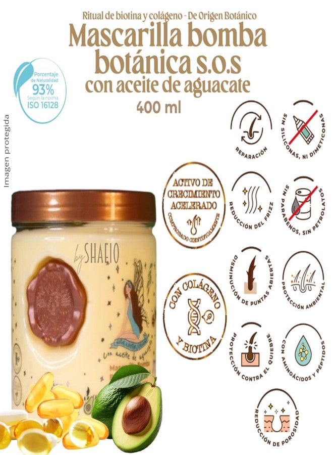 SHAEIO RITUAL BOTANICO Kit 3 Crecimiento Acelerado y Ultra Reparador S.O.S: Shampoo de Menta y Ají (Dandruff Shampoo) + Mascarilla para el Cabello Bomba Capilar + Acondicionador Intensivo PLEX (+ OBSEQUIO) - Image 4