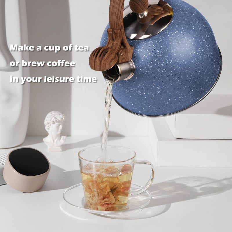 Awvlvwa Whistling Tea Kettle for Stovetop, 2.6 Quart Stainless Steel Water Teapot Boilers for Stovetops, Induction Stone Kettle with Loud Whistle - Perfect for Preparing Hot Water, Coffee,Milk (Blue) - Image 5