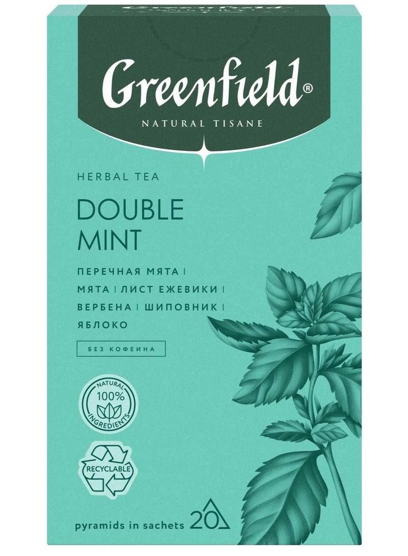 جرين فيلد أكياس شاي الأعشاب الطبيعية بنكهة النعناع المزدوج 20 كيس شاي 36 جرام - Image 1