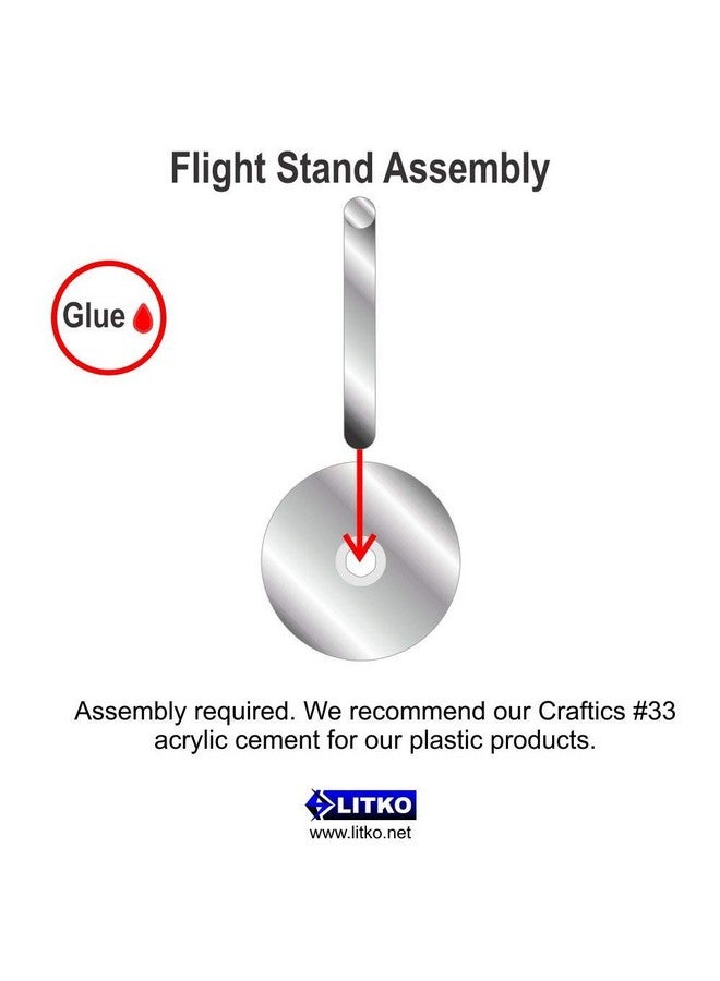 LITKO Acrylic Flight Stands | Round | 3mm Clear Circular Flight Base with Peg (20mm) - Image 2