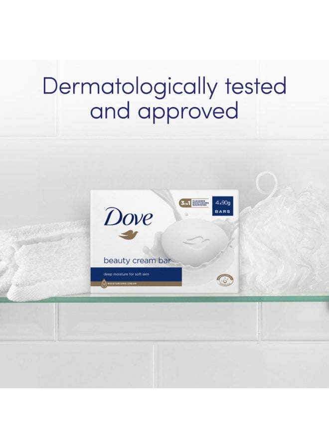 Dove Original Beauty Bar Soap with ¼ moisturising cream for softer, smoother, healthier-looking skin 4x 90 g - Image 2
