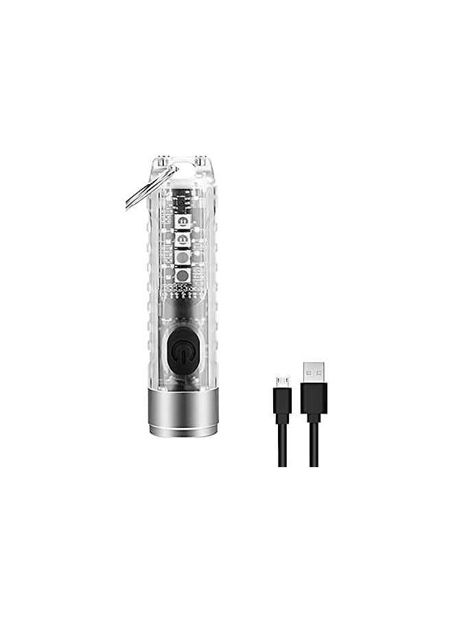 PROMASS Mini Led Flashlight, Handheld Flashlight, 400 Lumens Outdoor EDC Rechargeable High Bright Multi-Functional Keychain Flashlight, with UV Light and Warning Light, Water Resistant for Camping (White)  - Image 2