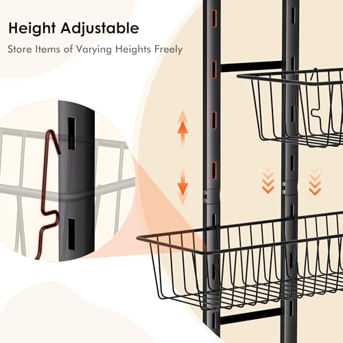 LUXEAR Over the Door Pantry Organizer, 6-Tier Adjustable Over the Door Hanging Spice Rack, No-Assembly Foldable Metal Over the Door Organizer for Kitchen, Home, Laundry Room, Bathroom - Image 4