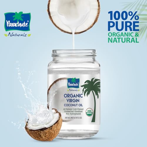 Parachute Naturalz Organic Virgin Coconut Oil  Cooking Oil Hair Oil Body Oil  Oil Pulling  Cold Pressed  Unbleached  Unrefined  NonHydrogenated  MCT Oil  USDA Certified 67 Fl Oz  Glass Jar - Image 5