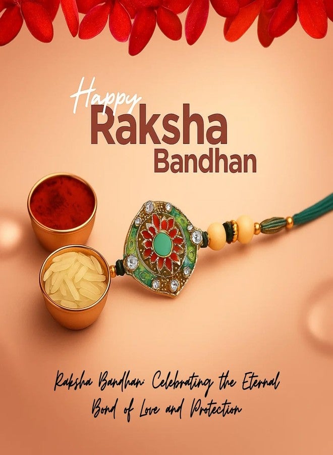 Sage Square Resin Evil Eye Rakhi for Brother with Roli Chawal | Handcrafted Raksha Bandhan Thread | Designer Beads, Stones & Festival Gifting for Bhai (Design 7) - Image 2