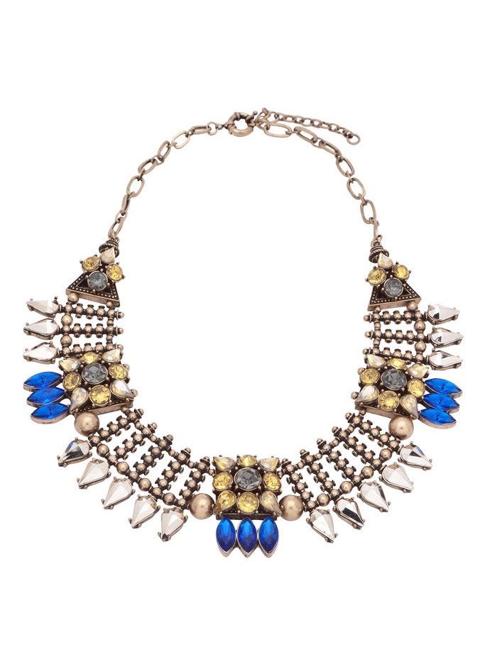 Generic Elegant Vintage Style Statement Pendant Choker Necklace for Women Girls, Fashion Jewelry, Blue Stones, Multi-Colour, Rhinestone Accessory for Birthday Present Idea Mother's Day Gift Valentine's Day Special Occasion Eid Ramadan Kareem  - Image 2