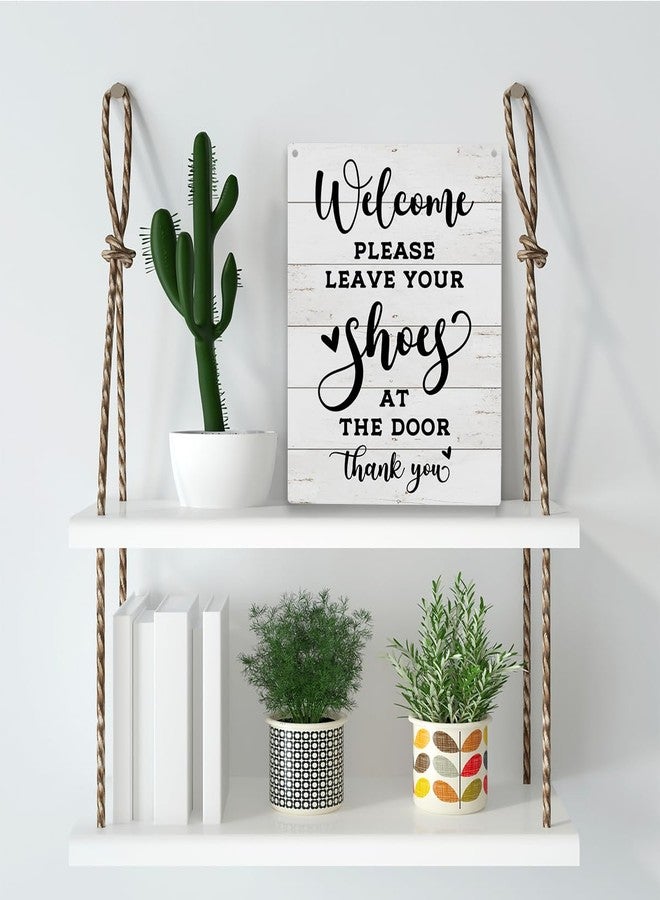 YCYD Front Door Welcome Sign, Please Remove Your Shoes Signs, No Shoes Sign for Home, Wooden Hanging Plaque 10 x 8 Inch, For Home Porch Entrance Decoration - Image 3
