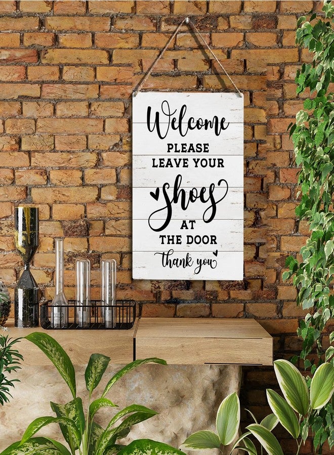 YCYD Front Door Welcome Sign, Please Remove Your Shoes Signs, No Shoes Sign for Home, Wooden Hanging Plaque 10 x 8 Inch, For Home Porch Entrance Decoration - Image 2