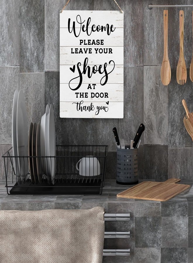 YCYD Front Door Welcome Sign, Please Remove Your Shoes Signs, No Shoes Sign for Home, Wooden Hanging Plaque 10 x 8 Inch, For Home Porch Entrance Decoration - Image 4