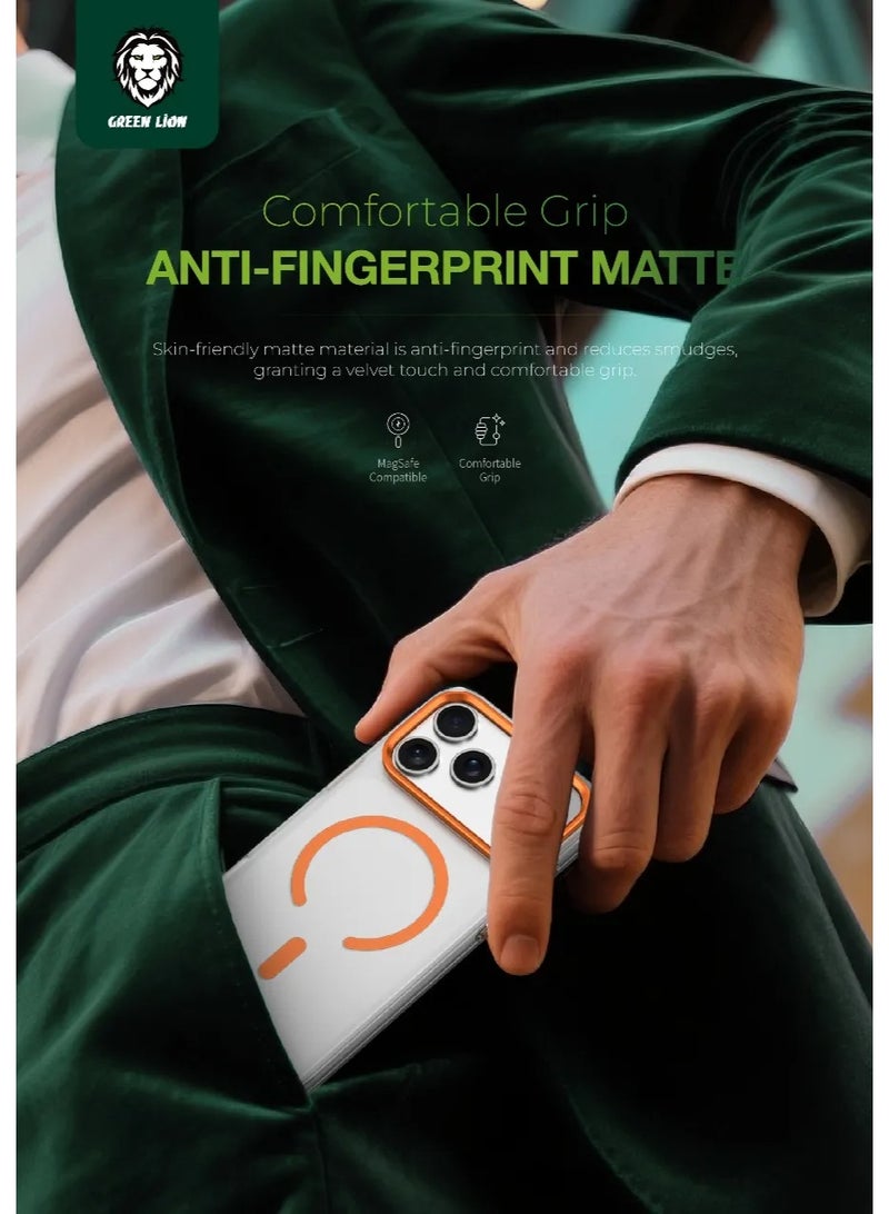 GREEN LION iPhone 17 Pro Matte MagSafe Case / Maximum Protection / Camera Protection / Anti Fingerprint / Drop Protection - Orange Titanium - Image 2