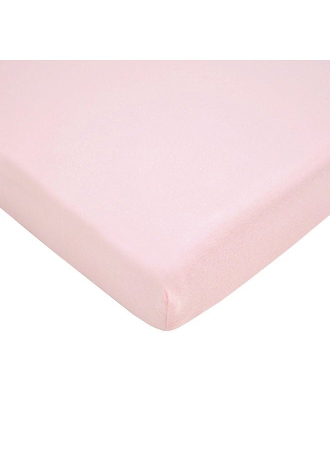 TL Care شريحة سرير مصغرة ملائمة 24" × 38"، قطن جيرسي ناعم وقابل للتنفس، محمول، وردي، للأولاد والبنات، تناسب معظم مراتب Pack N Play والأسرة المصغرة - Image 1