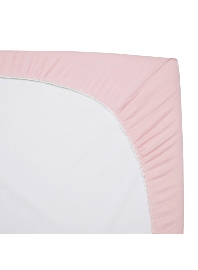 TL Care شريحة سرير مصغرة ملائمة 24" × 38"، قطن جيرسي ناعم وقابل للتنفس، محمول، وردي، للأولاد والبنات، تناسب معظم مراتب Pack N Play والأسرة المصغرة - Image 5