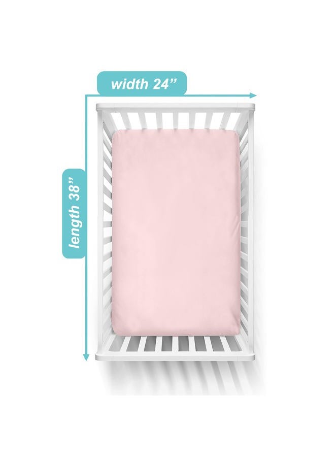 TL Care شريحة سرير مصغرة ملائمة 24" × 38"، قطن جيرسي ناعم وقابل للتنفس، محمول، وردي، للأولاد والبنات، تناسب معظم مراتب Pack N Play والأسرة المصغرة - Image 3