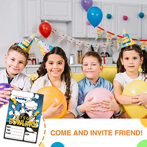 DETIHO 4" x 6" Bowling Birthday Party Invitation Cards With Envelopes - Let's Go Bowling - Fill In Style Party Invitation - 20 Sets - E18 - Image 4
