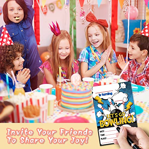 DETIHO 4" x 6" Bowling Birthday Party Invitation Cards With Envelopes - Let's Go Bowling - Fill In Style Party Invitation - 20 Sets - E18 - Image 3