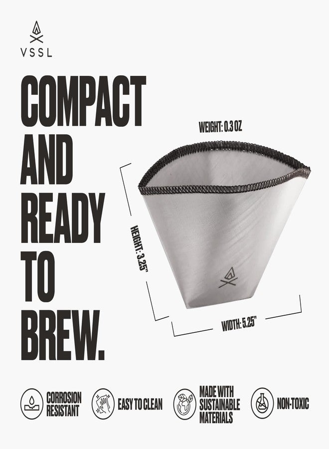 VSSL – Nest #1 Reusable Coffee Filter | Stainless Steel Mesh Filter | Pour Over Filters for Camping | Sustainable & Eco-Friendly Coffee Gear | Compact, Durable & Adventure Ready | Pack of 3 - Image 3