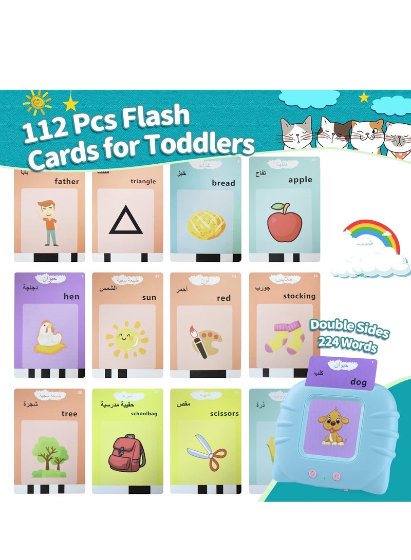 جونيس ألعاب تعلم اللغة الإنجليزية ل 3 4 5 6 سنوات من العمر الأولاد البنات 224 كلمة طفل يتحدث بطاقات فلاش الكلام ألعاب مونتيسوري للأطفال هدايا عيد ميلاد للأطفال (أزرق) - Image 4