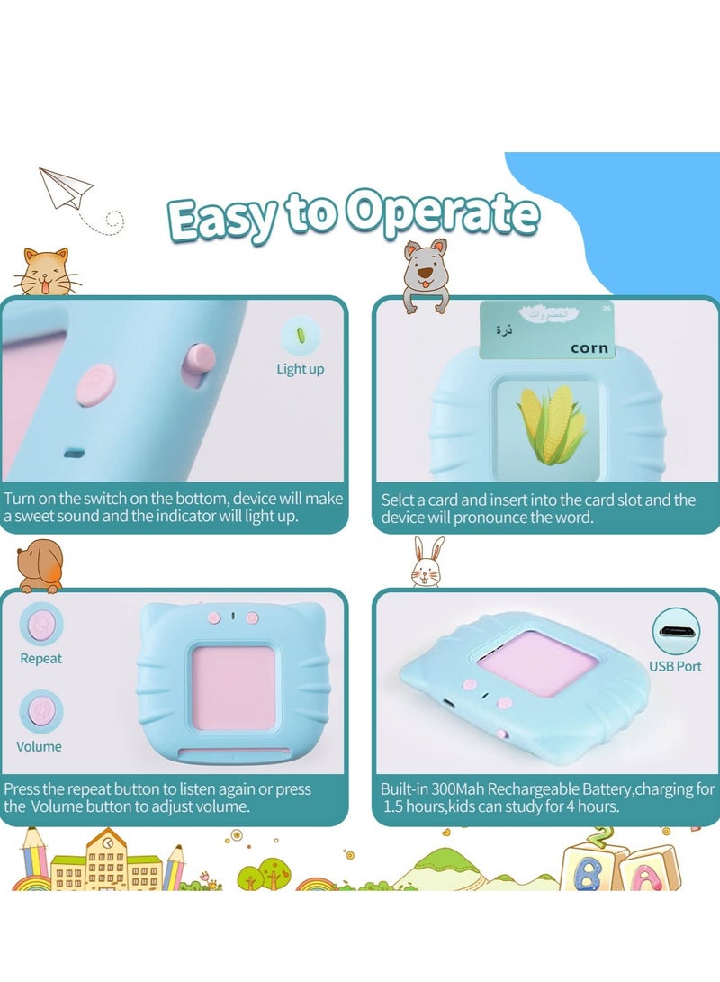 جونيس ألعاب تعلم اللغة الإنجليزية ل 3 4 5 6 سنوات من العمر الأولاد البنات 224 كلمة طفل يتحدث بطاقات فلاش الكلام ألعاب مونتيسوري للأطفال هدايا عيد ميلاد للأطفال (أزرق) - Image 3