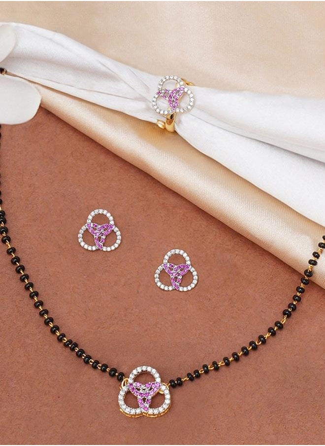 VOYLLA Sparkling Essentials Borromean Pattern CZ Mangalsutra Set  - Image 1