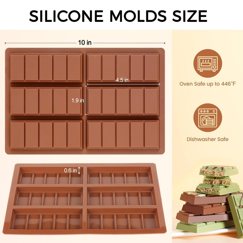 Fimary Chocolate Molds - Non-Stick Chocolate Bar Mold, Break Apart Chocolate Mold Food Grade Deep Chocolate Bar Mold For Tabs Chocolate Milk Chocolate Bar Chocolate Snacks - Image 2