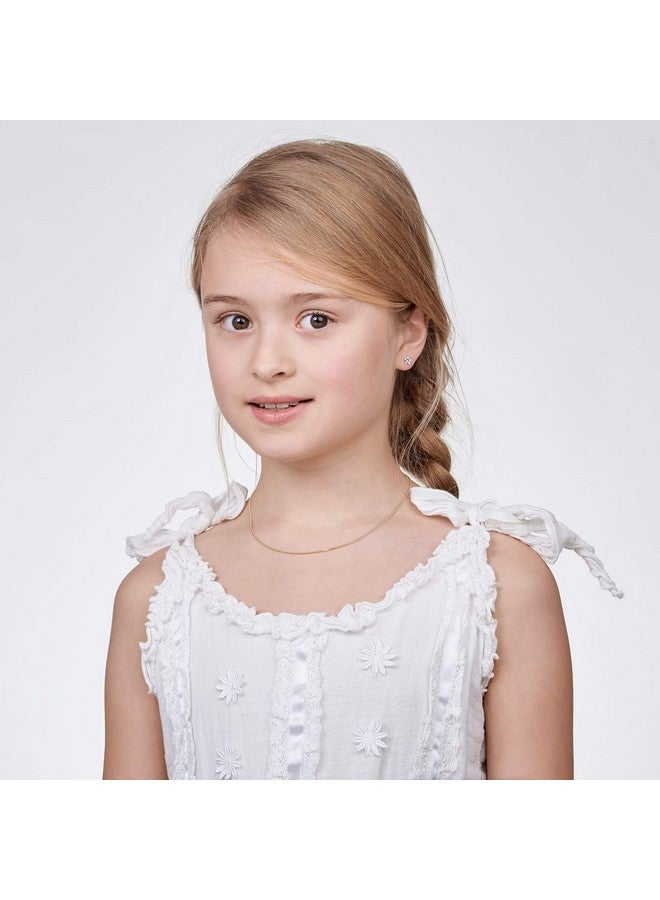 Amberta Children 925 Sterling Silver Chain Necklace (14 Inch - 4 To 12 Years Old): 18K Gold Plated 1.3Mm Curb Chain - Image 4